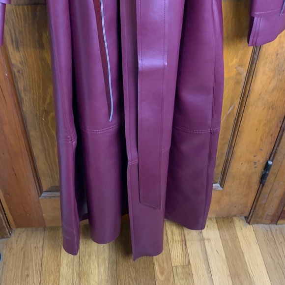 Naked Wardrobe Burgundy Trench Coat small vegan leather new with tags - Picture 5 of 10